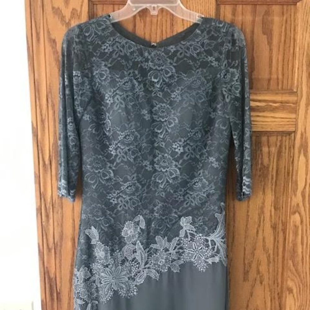 NEW Formal Gown, Grey 3/4 Slv, Mother of Bride or Groom, Full Lngth Sz 6